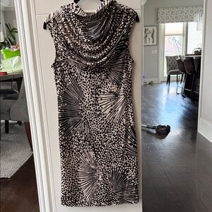 Trina Turk Black and Cream Midi Dress